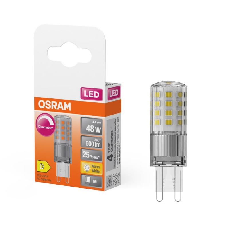 OSRAM LED PIN G9 Stiftsockel Lampe dimmbar 4,4W wie 48W warmweißes Licht 2700K